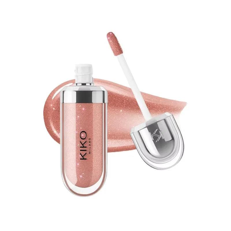 KIKO 3D Liquid Lip Glaze Brillo labial transparente Lápiz labial con efecto espejo Labios nutritivos, brillantes y voluminosos que no se desvanecen Maquillaje con pasta de frijoles y té con leche
