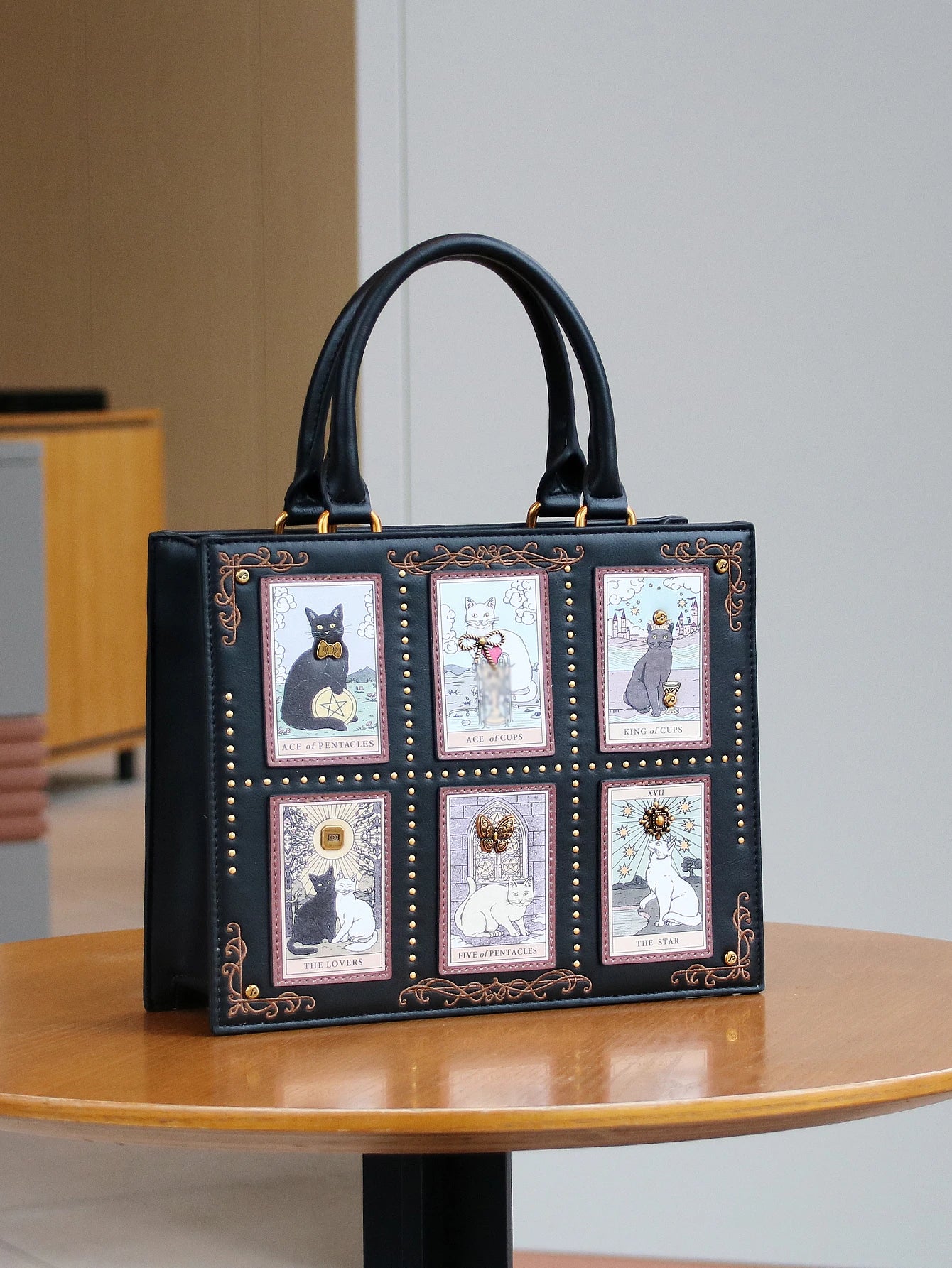 Bolso de mano de verano de alta gama 2025, nuevo bolso de mujer, diseño de nicho, bolso tote de azulejos de tarot, gran capacidad, bolso de gato lindo Y2K, extraño ganador