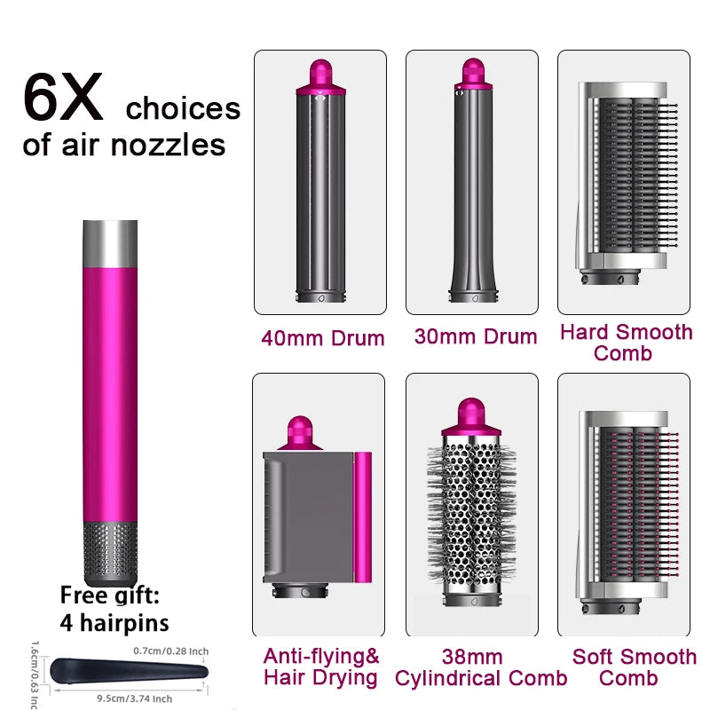 Estilizador de cabello multifuncional 6 en 1 SenCiciMen: rizador, cepillo de aire caliente, rizador de barril, secador de pelo profesional para cabello rizado.