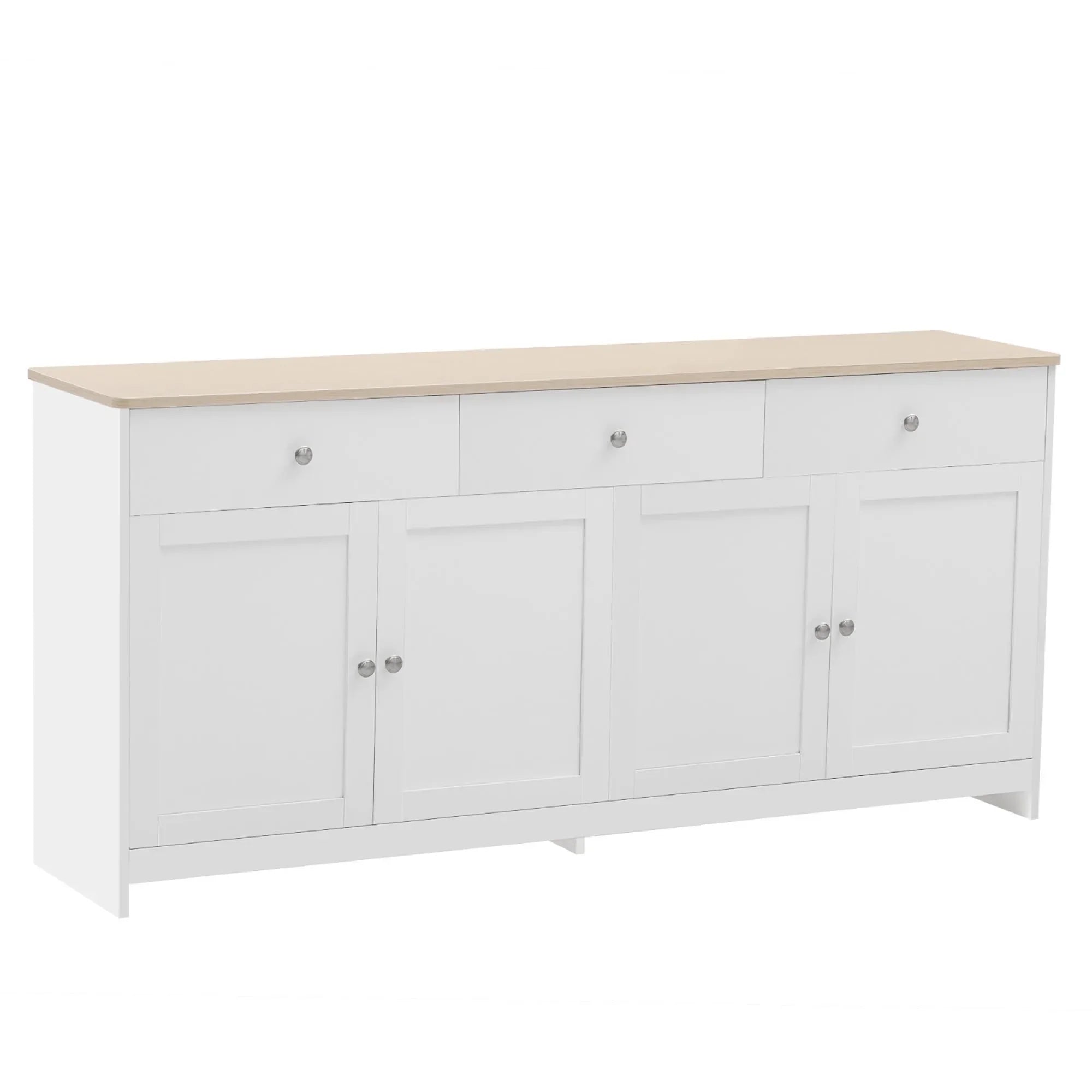 Comanlai Multi-Storage Sideboard Scandinavian Modern Buffet Cabinet 3 Drawers 4 Doors Storage Cabinet For Dining Living Room
