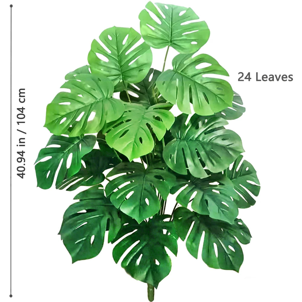 Planta Monstera artificial de 52-104 cm (40,94 pulgadas), palmera falsa de plástico con hojas verdes, ideal para la decoración del hogar, jardín, habitación u oficina.