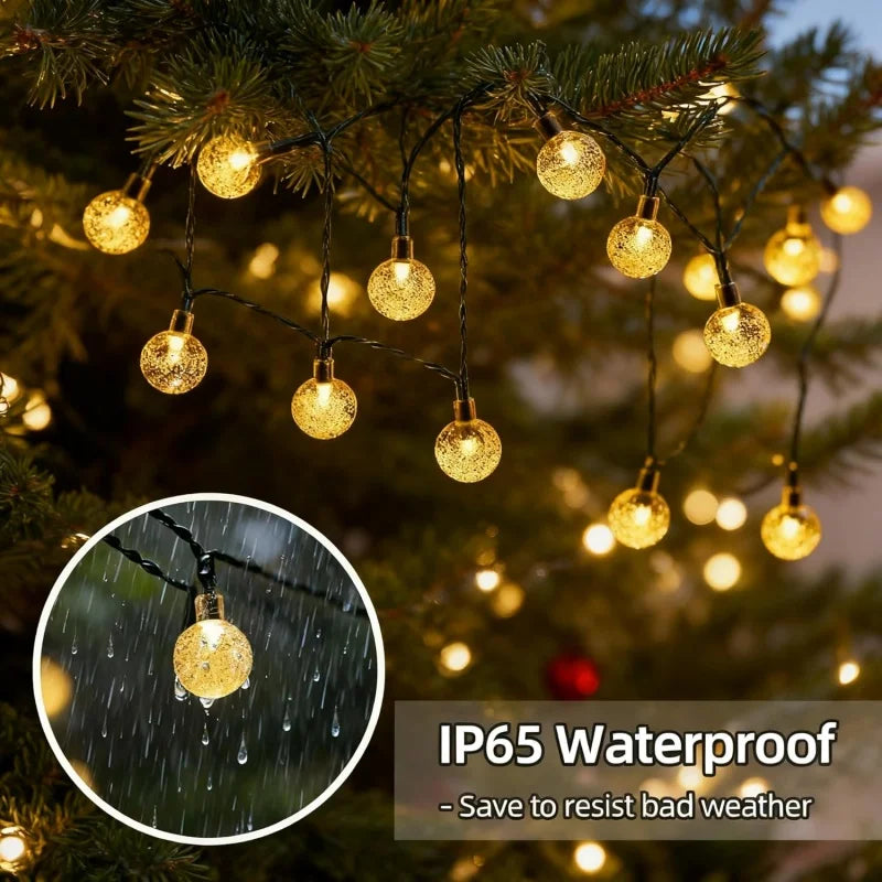 Guirnalda de luces solares tipo globo con 4 opciones de color, luces de hadas impermeables para exteriores con 8 modos para bodas, patios, fiestas y decoración del hogar.