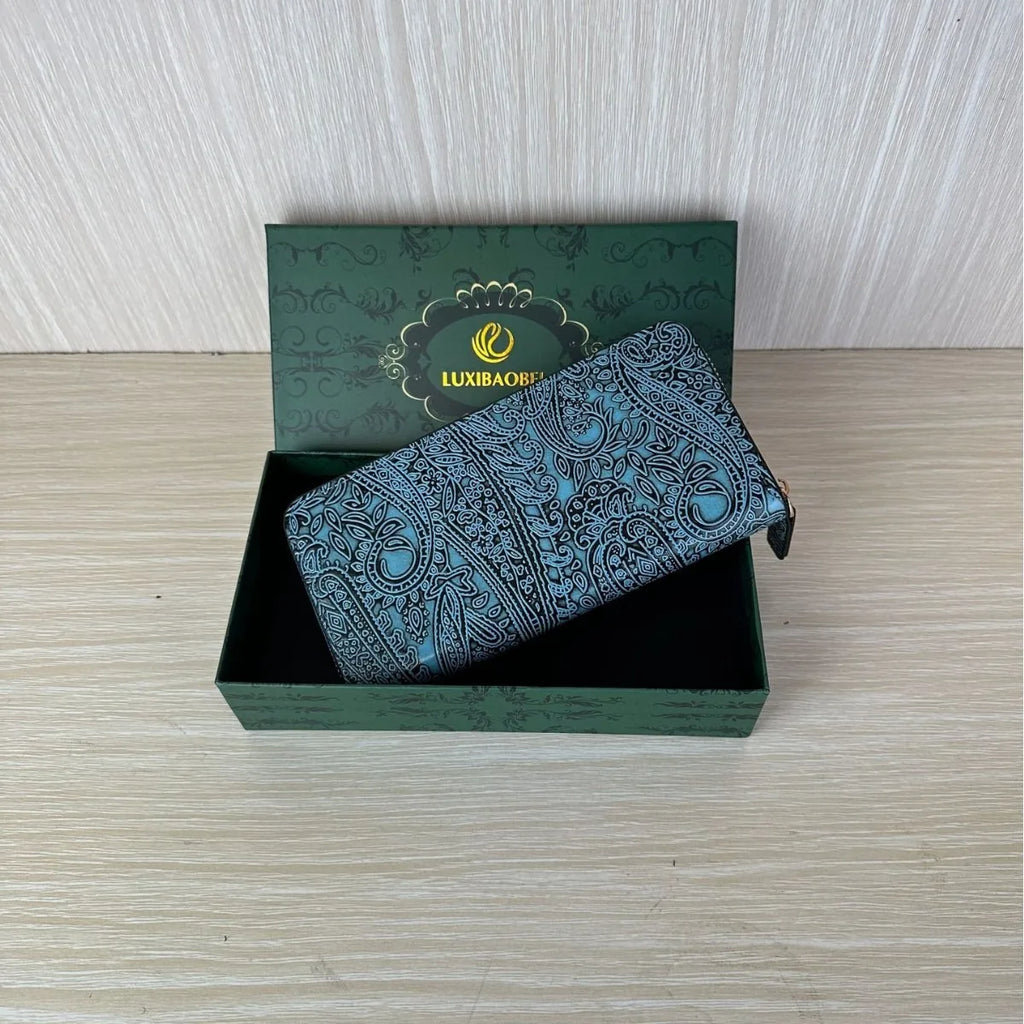 Cartera larga de lujo de diseño vintage, estilo bohemio, versátil, tarjetero, cartera multifuncional para mujer, estuche portátil para tarjetas.