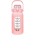 Botella de vidrio nueva de 946 ml/1656 ml/1892 ml (modelo 2024) con funda de silicona para pajita y marcador de tiempo. Ideal para camping, hogar, oficina y gimnasio.