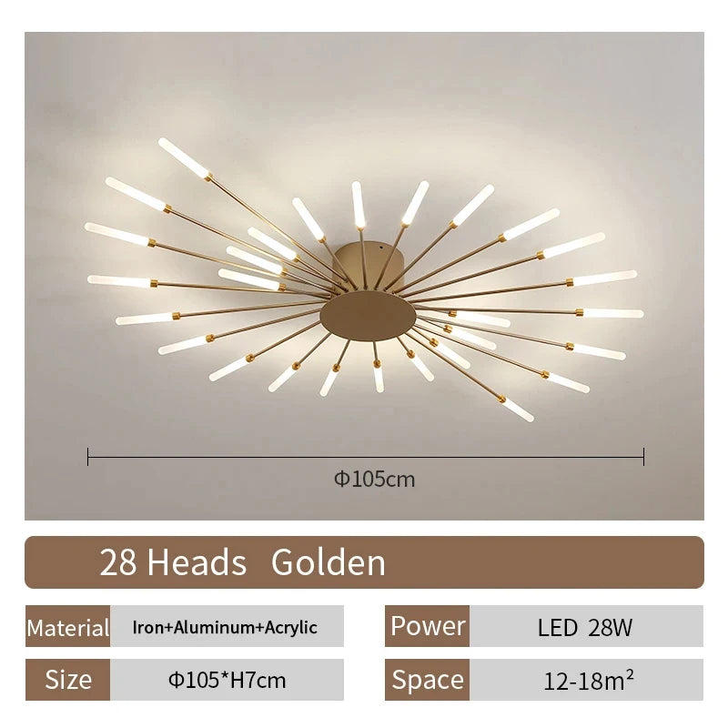 Lámpara de techo LED con forma de flor de diseño nórdico para comedor y sala de estar, iluminación Sputnik para decoración del hogar, cocina, dormitorio infantil, lámpara de araña