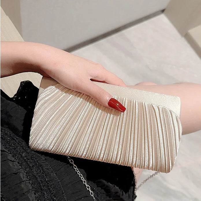 Bolso bandolera de un solo hombro con textura elegante y a la moda, bolso de fiesta, bolso de mano elegante y lujoso, bolso de mano plegable de noche.