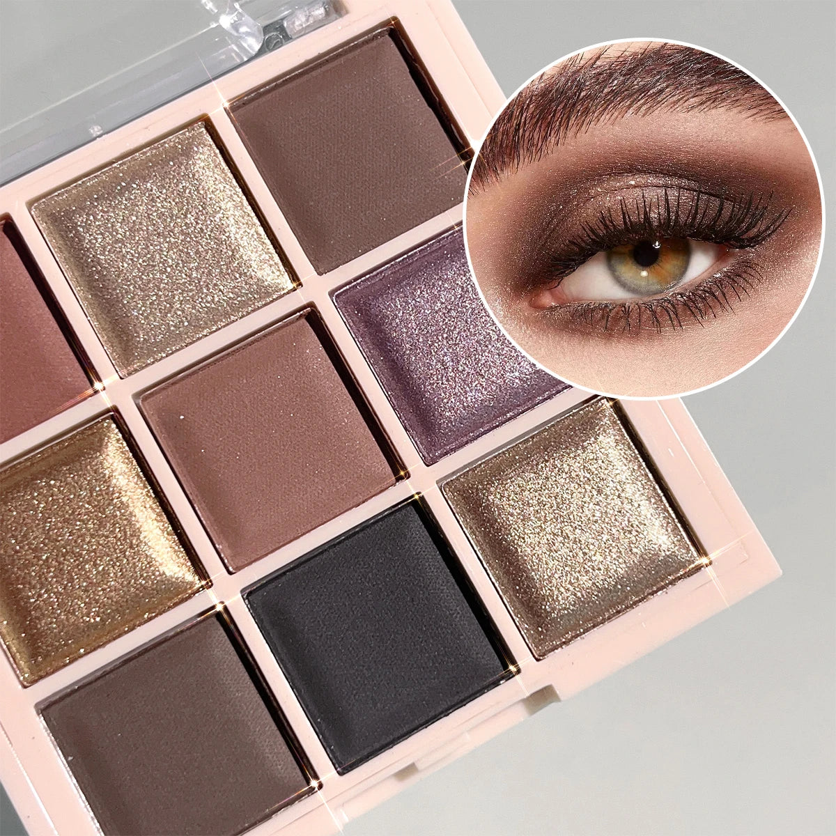 Paleta de sombras de ojos JUJU DREAM de 9 colores, acabado mate y brillante, tonos suaves de té con leche, compacta y fácil de usar para el maquillaje diario de los estudiantes.