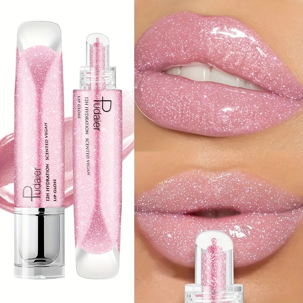 Brillo labial resistente al agua, brillante, de larga duración, hidratante, pasta no pegajosa, fácil de aplicar y llevar, maquillaje de labios glamuroso.