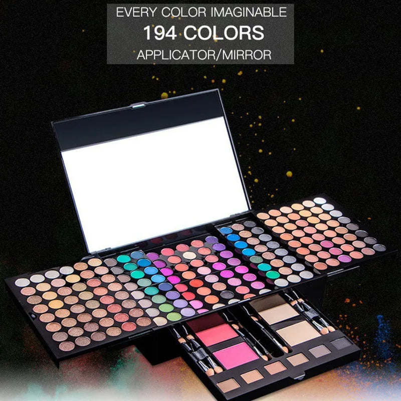 Set de maquillaje para mujer: kit completo de maquillaje, barra de labios, brillo de ojos, delineador, máscara de pestañas, colorete, base de maquillaje, polvos, sombra de ojos resistente al agua, producto para cejas.
