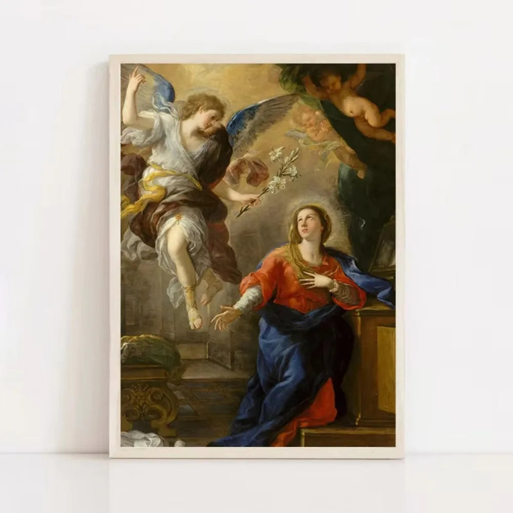 1 unidad, Póster de arte cristiano retro renacentista clásico de mitología griega, obras famosas, lienzo, pintura, decoración de pared para museo e iglesia