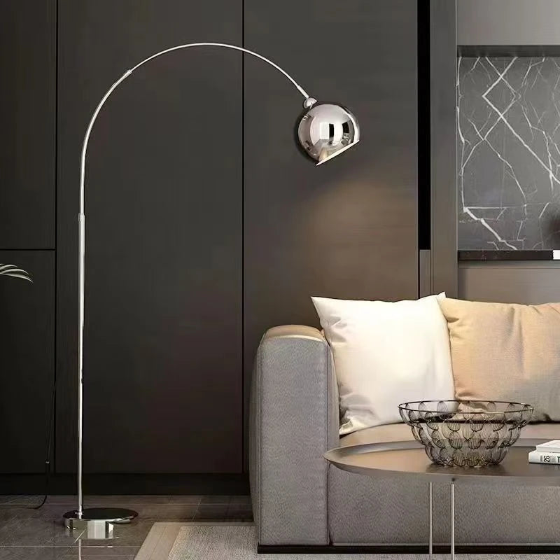 Style Silver Adjustable Floor Lamp for Living Room Bedroom Sofa Side Standing Light Adjustable Height Modern Minimalist Decor