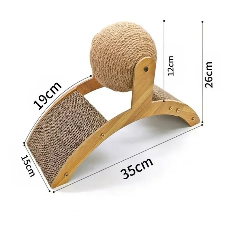Rascador de madera 2 en 1 para gatos, tabla rascadora de sisal, juguete duradero para raspar las patas, raspador de madera maciza para gatos y gatitos. Artículos para mascotas.