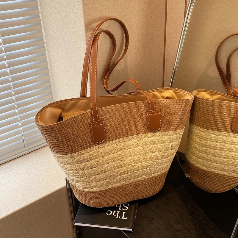 Bolso de paja para mujer, verano, Inswind 2024, nuevo, playa, costa, exteriores, viajes, vacaciones, bolso de hombro de gran capacidad