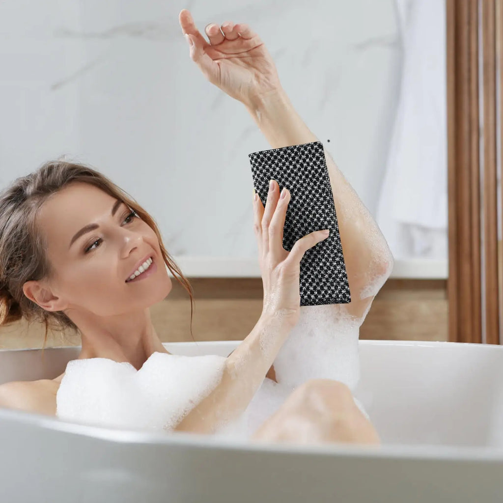 Toalla exfoliante para baño, paño para lavar el cuerpo y la espalda, esponja suave para ducha, accesorios esenciales de limpieza para el baño.