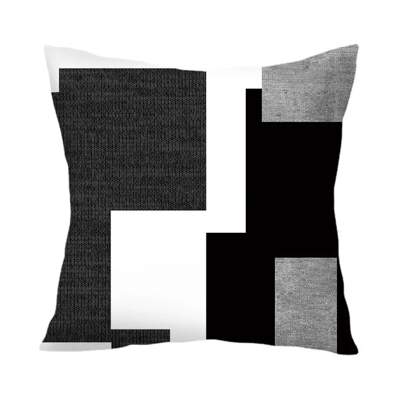 Funda de cojín geométrica en blanco y negro VIKAMA, funda de cojín moderna y minimalista para sofá de salón, funda de almohada para coche, decoración del hogar
