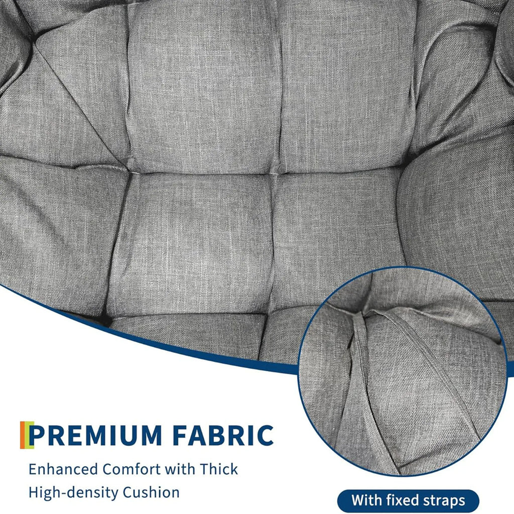 Silla mecedora Papasan para exteriores, sillón reclinable de mimbre extragrande con cojín y estructura metálica, mecedora de ratán para patio y balcón.