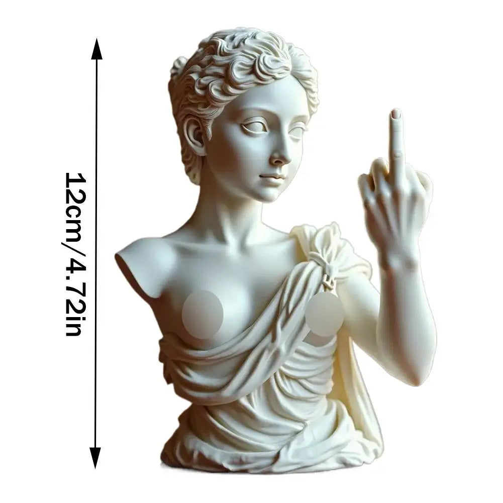Estatua divertida de resina de la diosa vienesa con el dedo medio, decoraciones personalizadas para el hogar, el jardín, la oficina y la mesa. Regalos especiales.