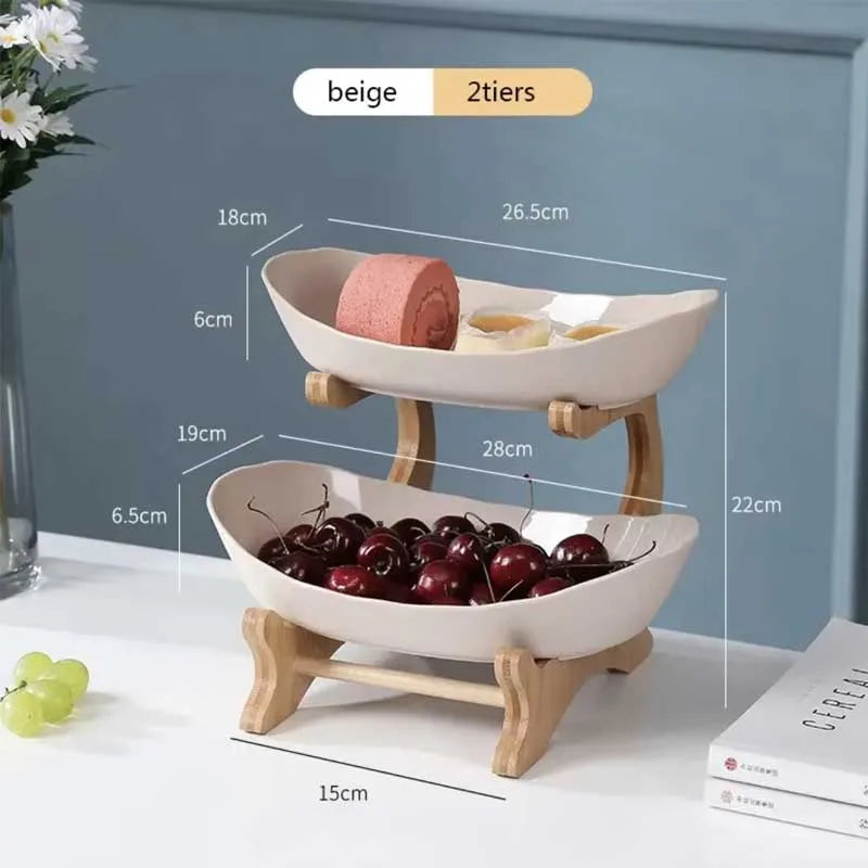 Plato de frutas de 2/3 capas para sala de estar, plato de plástico para aperitivos, cesta de frutas secas moderna y creativa, plato de dulces, soporte para pasteles, ensaladera.