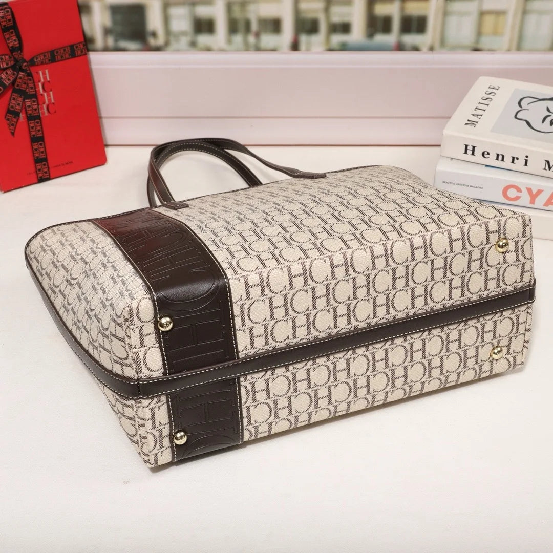 Bolso tote de moda CHHC para mujer, gran capacidad, estilo 2025, bolso de hombro de material PU, ideal para uso diario y compras.