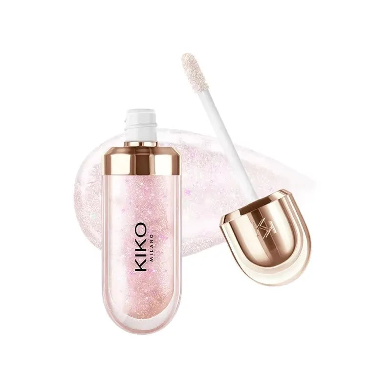 KIKO 3D Liquid Lip Glaze Brillo labial transparente Lápiz labial con efecto espejo Labios nutritivos, brillantes y voluminosos que no se desvanecen Maquillaje con pasta de frijoles y té con leche