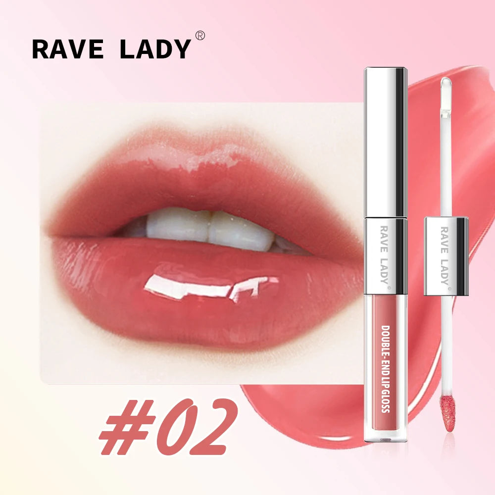 Brillo labial mate de doble punta 2 en 1, aceite labial hidratante transparente, brillo labial líquido con destellos y efecto espejo.