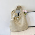 Bolsos de hombro de ratán para mujer, bolsos de mano tejidos para mujer, bolsos de paja de gran capacidad para la playa de verano, bolsos de mano informales.