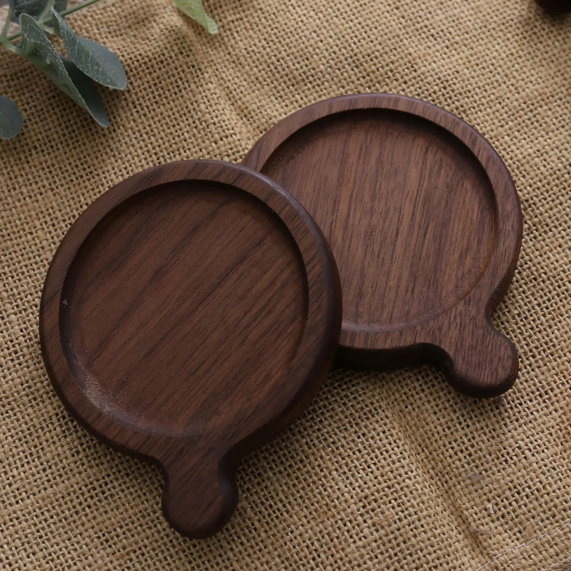Posavasos de madera de nogal de 8,8 cm para vasos y tazas, salvamanteles redondos y cuadrados de madera, resistentes, para té y café.