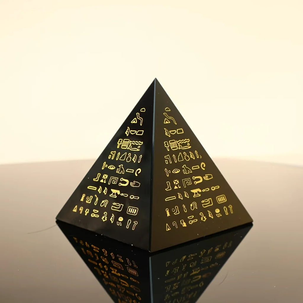 Adorno de pirámide de cristal con jeroglíficos del antiguo Egipto, decoración inspirada en la cultura histórica, ideal para coleccionistas y como regalo. Adorno de cristal para el hogar.