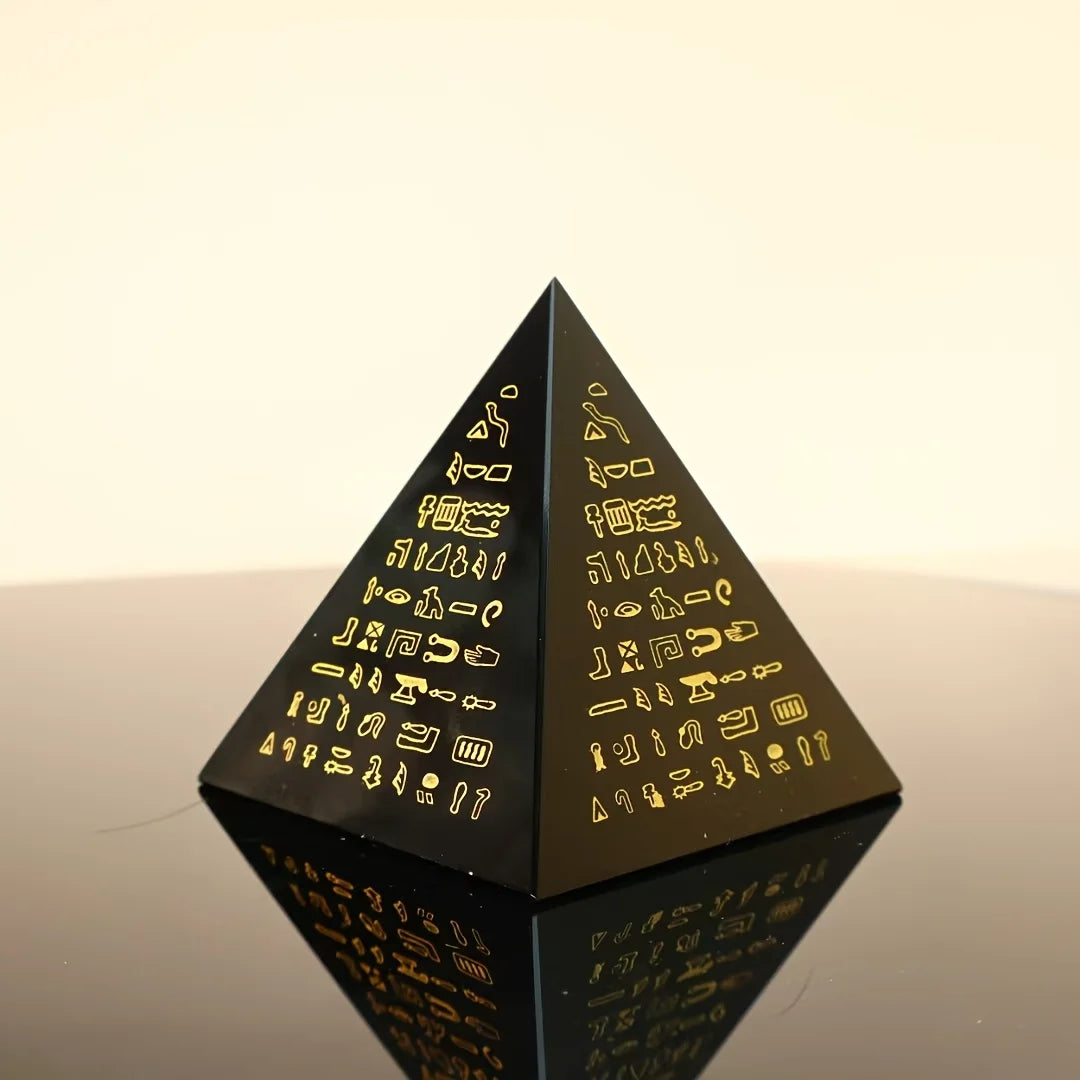 Adorno de pirámide de cristal con jeroglíficos del antiguo Egipto, decoración inspirada en la cultura histórica, ideal para coleccionistas y como regalo. Adorno de cristal para el hogar.