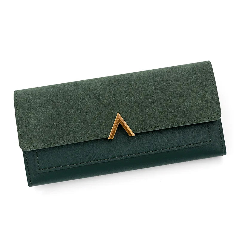 Nueva versión coreana de la cartera de mujer, cartera larga plegable en forma de V con hebilla, monedero de mano y tarjetero.