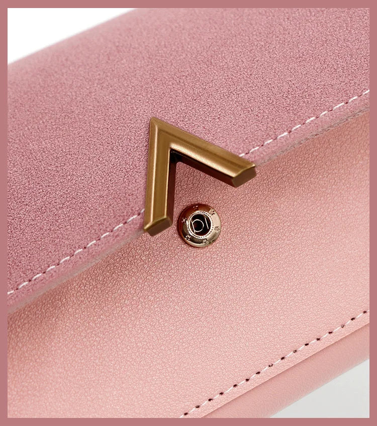 Nueva versión coreana de la cartera de mujer, cartera larga plegable en forma de V con hebilla, monedero de mano y tarjetero.
