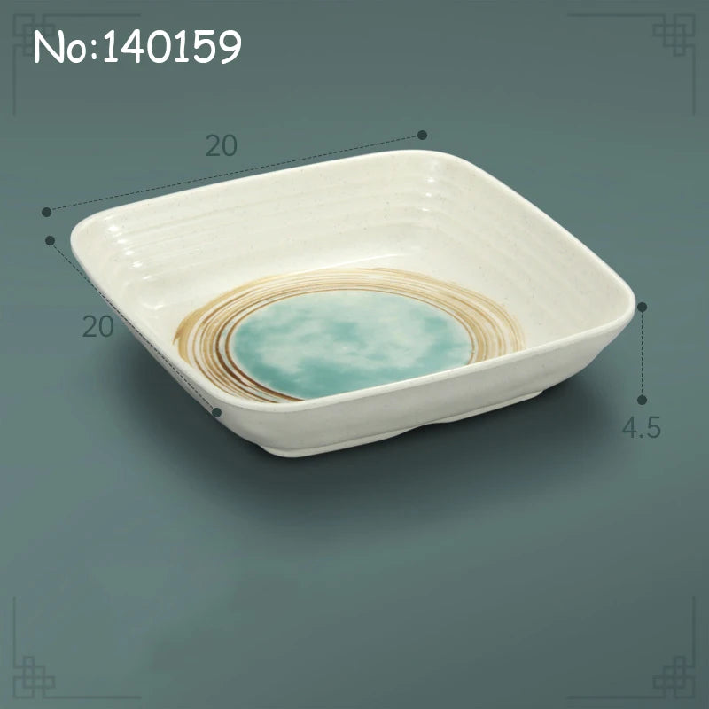 Juego de platos planos de melamina, bandeja comercial para comida rápida, plato plano para sushi y filete de restaurante, estilo palacio, vajilla irrompible