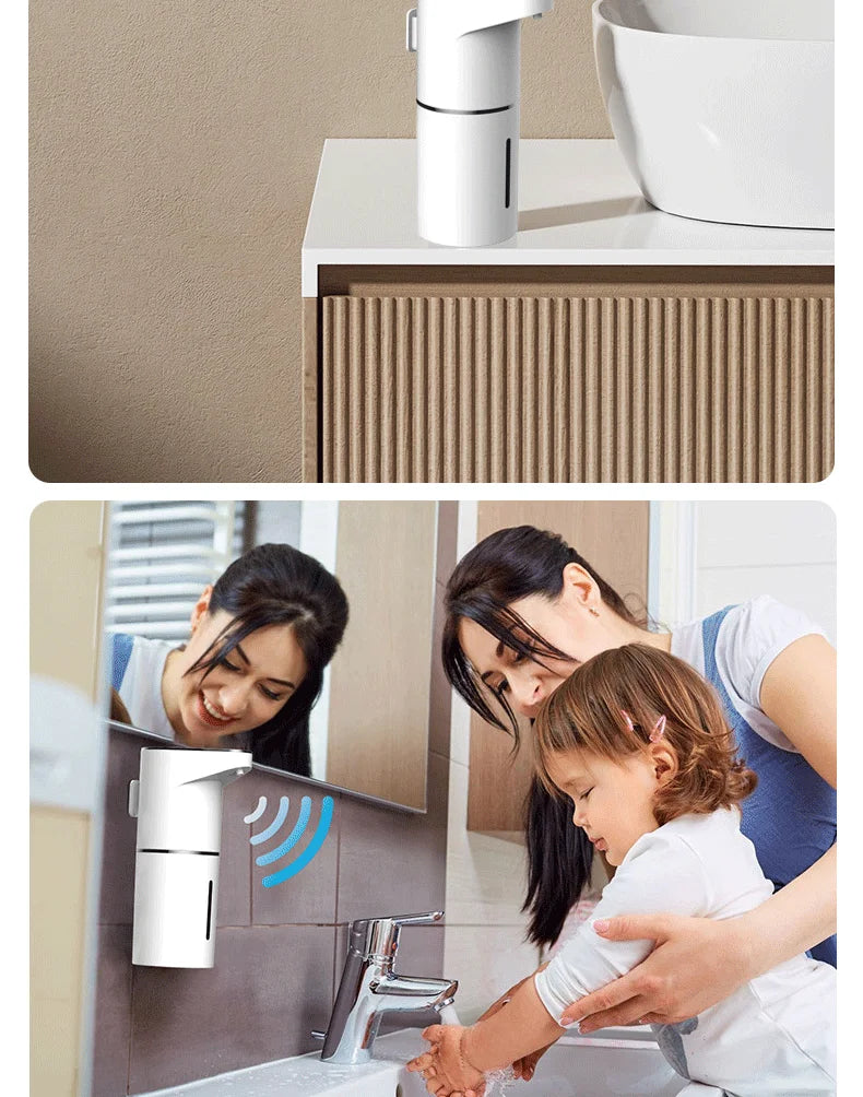 Nuevo dispensador automático de jabón en espuma 2026, máquina inteligente para baño con carga USB, color blanco, fabricado en ABS de alta calidad.
