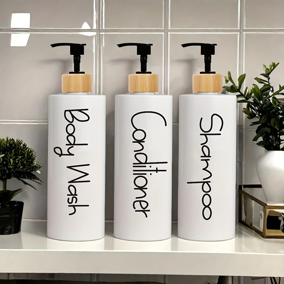 3 dispensadores de jabón para baño, reutilizables, con bomba manual, para gel de ducha y champú.