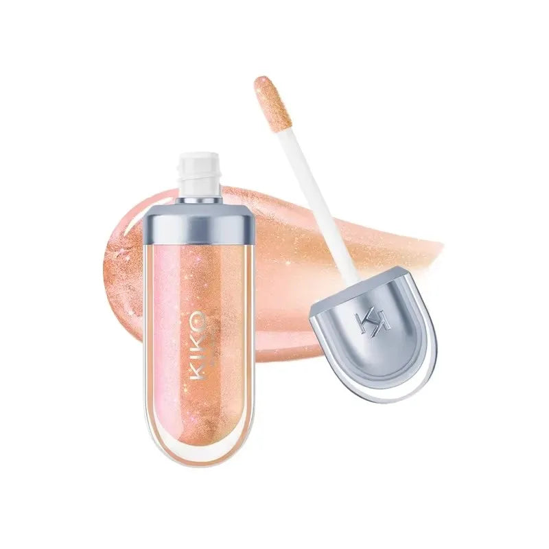 KIKO 3D Liquid Lip Glaze Brillo labial transparente Lápiz labial con efecto espejo Labios nutritivos, brillantes y voluminosos que no se desvanecen Maquillaje con pasta de frijoles y té con leche