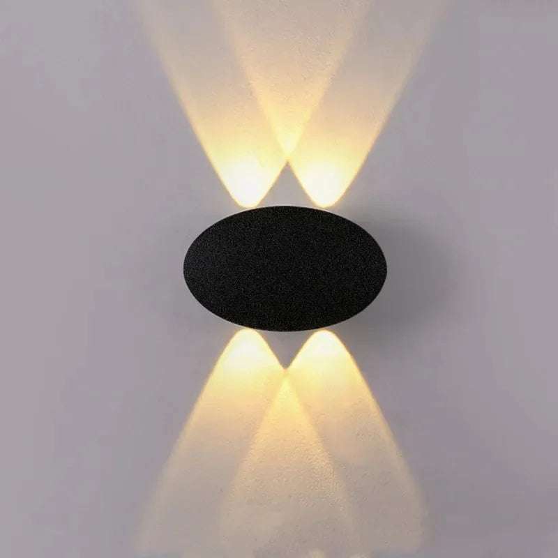 Lámpara de pared LED ovalada moderna y sencilla de 4 W para exteriores e interiores, resistente al agua IP65, luz cálida, voltaje de 85 V a 265 V.