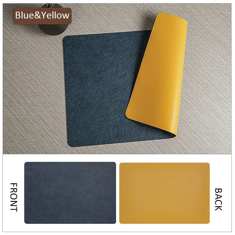 Manteles individuales de cuero de doble cara para cocina, manteles individuales resistentes al calor para mesa de comedor, posavasos, escurridor de platos