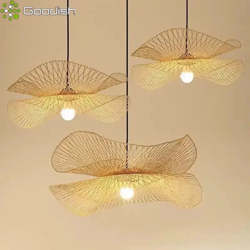 Lámparas colgantes de mimbre tejido de bambú, lámparas de ratán natural estilo rústico para cocina, sala de estar, comedor y decoración del hogar.