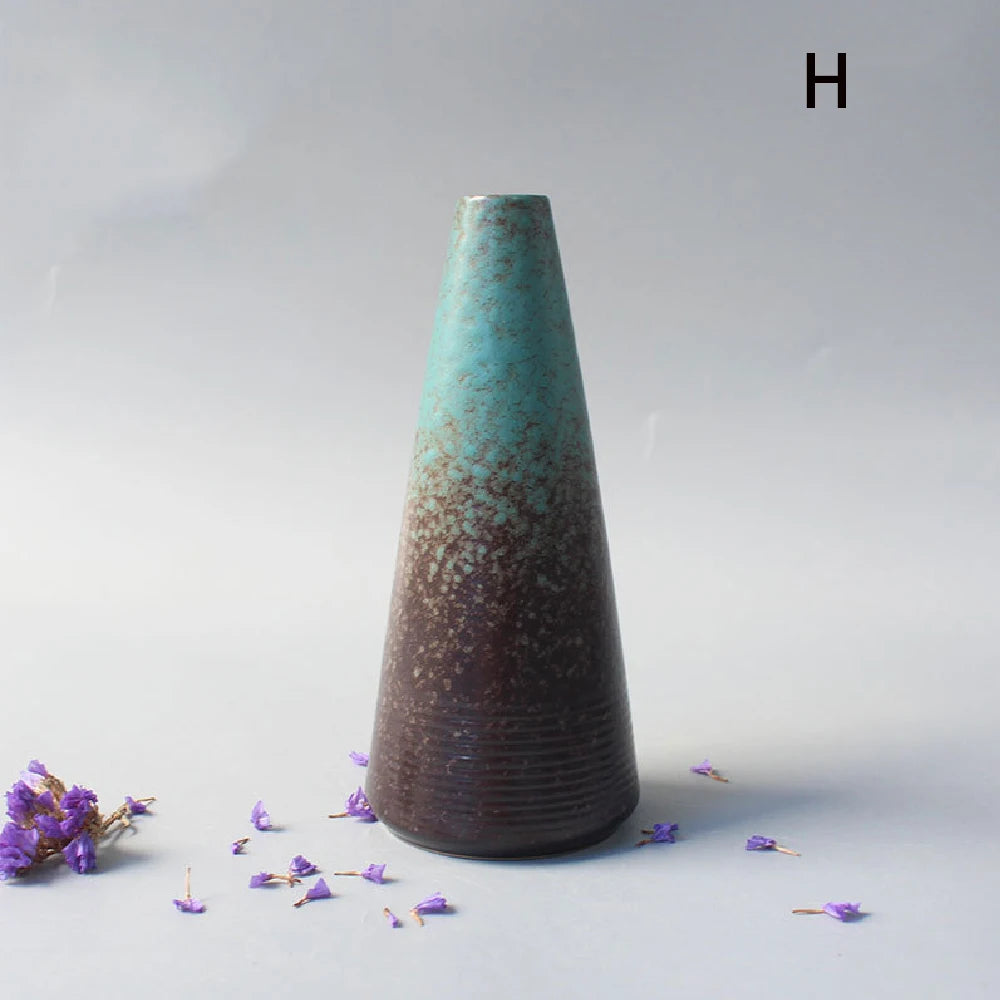 Jarrón pequeño de cerámica para flores, decoración del hogar, artesanías, adorno de mesa, sencillez, decoración de estilo japonés.