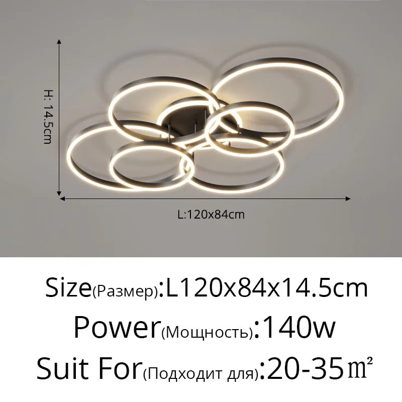 Lámparas de techo LED nórdicas modernas de lujo con anillos redondos para decoración del hogar, ideales para cocina, sala de estar, comedor y dormitorio infantil.