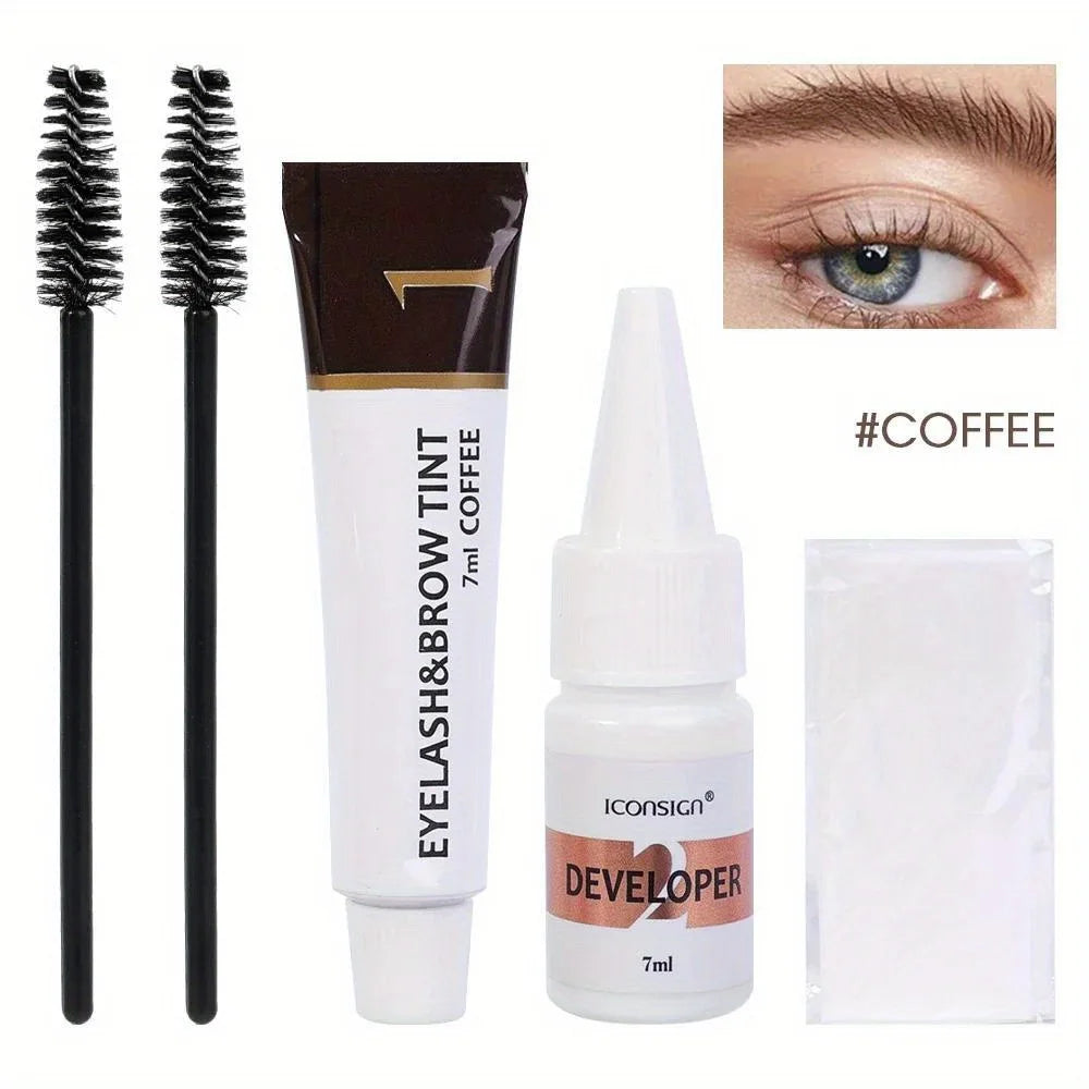 Kit 2 en 1 para teñir pestañas y cejas, herramienta de maquillaje profesional para colorear cejas y pestañas, ideal para uso diario.