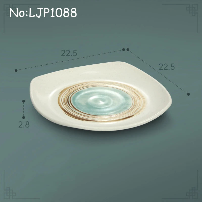 Juego de platos planos de melamina, bandeja comercial para comida rápida, plato plano para sushi y filete de restaurante, estilo palacio, vajilla irrompible