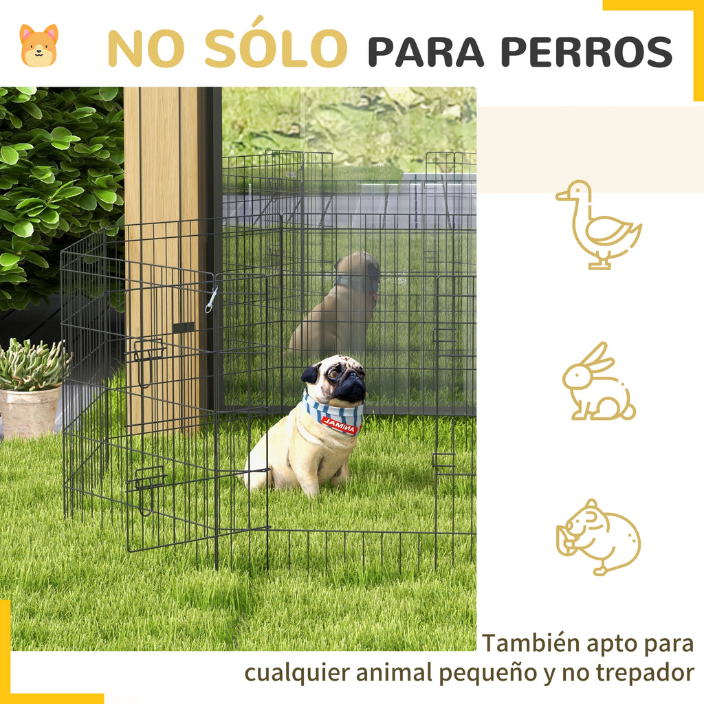 Parque para perros Pawhut de 8 paneles, 76 x 61 cm, con doble cierre, color negro.