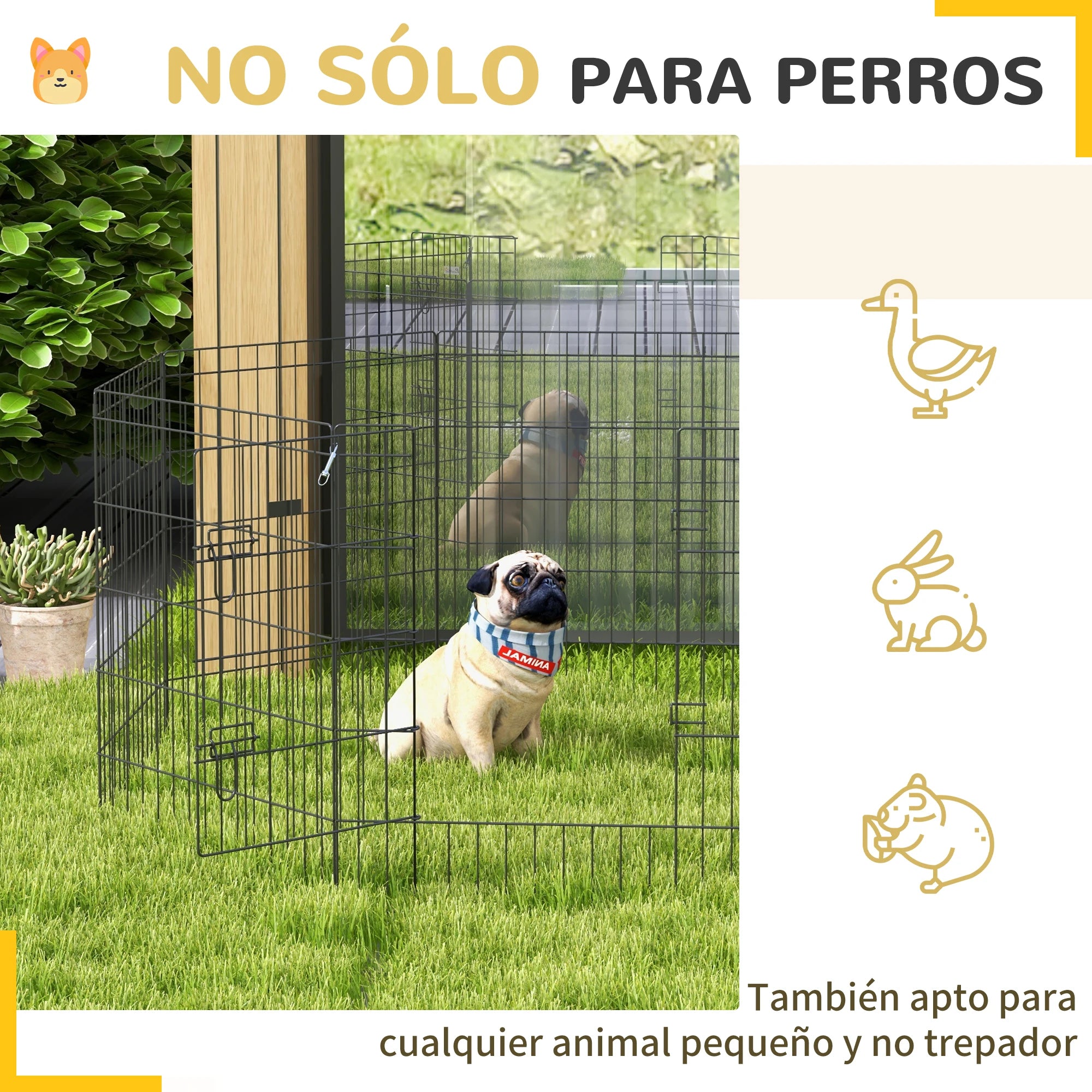 Parque para perros Pawhut de 8 paneles, 76 x 61 cm, con doble cierre, color negro.