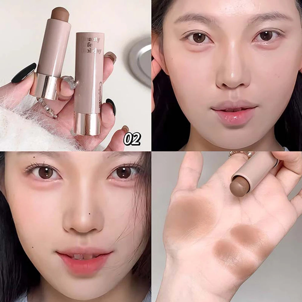 Barra de contorno tridimensional hidratante y sedosa Cappuvini, acabado mate natural, color único. Ideal para el contorno de la nariz y el maquillaje.