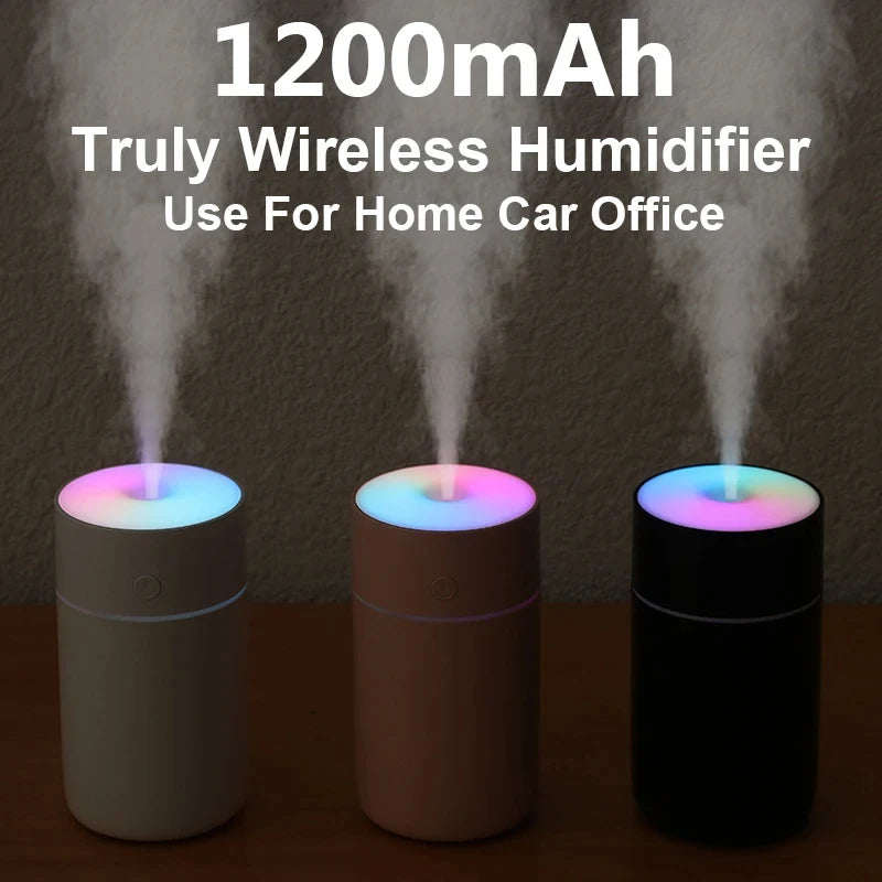 Humidificador de aire portátil mini HOMEFISH colorido, recargable por USB, inalámbrico, difusor de aroma para el hogar y el coche, atomizador de aceites esenciales