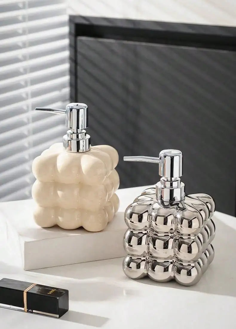 Dispensador de jabón líquido de 300 ml con dosificador de presión, botella separada, accesorios de baño, dispensador de champú y gel de ducha de cerámica para el hogar.