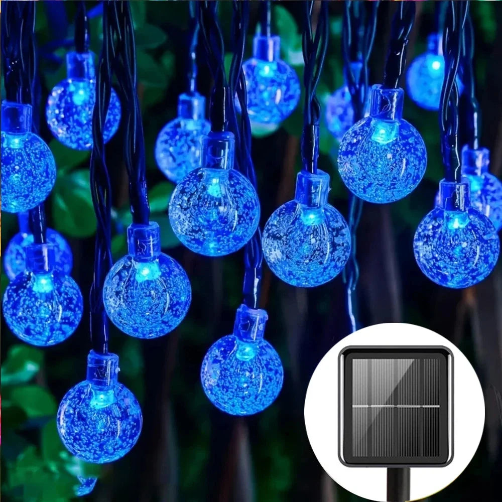 Guirnalda de luces LED solares para exteriores con globos de cristal y 8 modos de iluminación para jardín, patio, fiestas y decoración de árboles. Ramadán Kareem.
