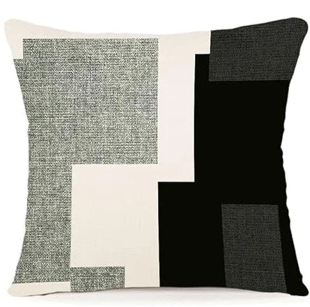 Funda de almohada negra con estampado geométrico para decoración del hogar, adecuada para sofá de oficina, sala de estar, jardín o coche.
