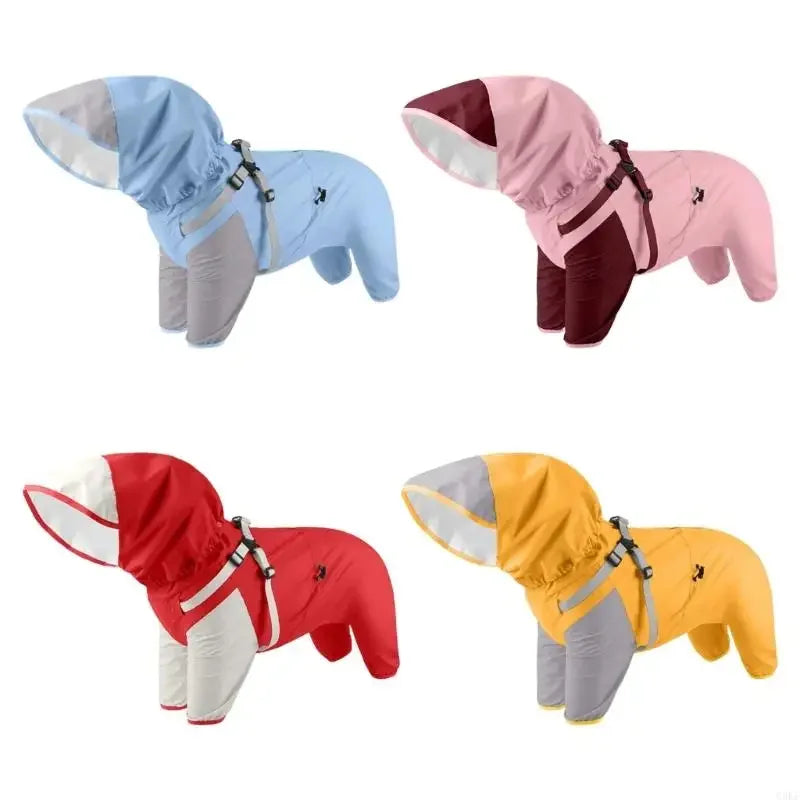 Impermeable para perros con capucha desmontable y puños elásticos para perros pequeños y grandes, ideal para actividades al aire libre y paseos.